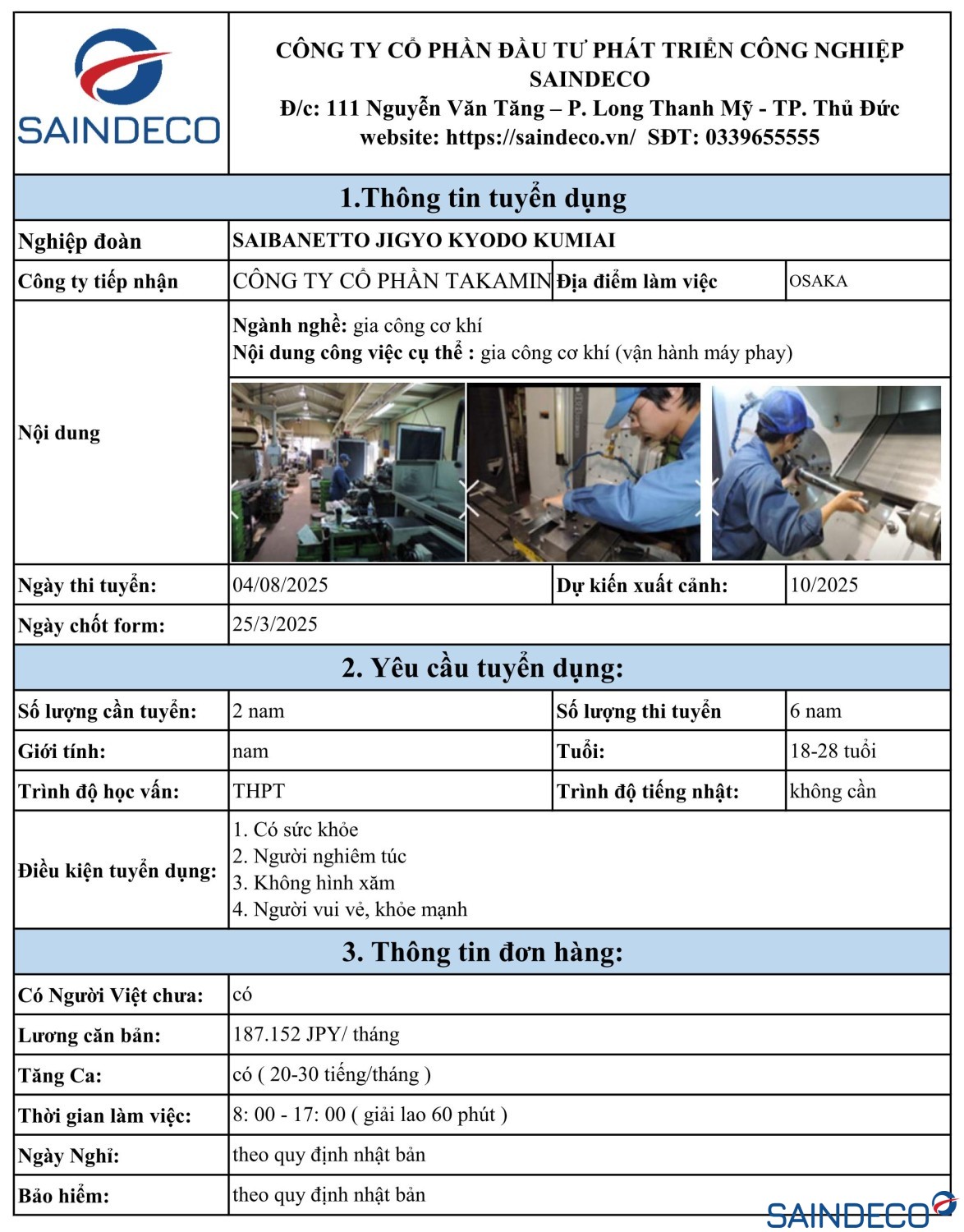 đơn hàng gia công cơ khí 2025