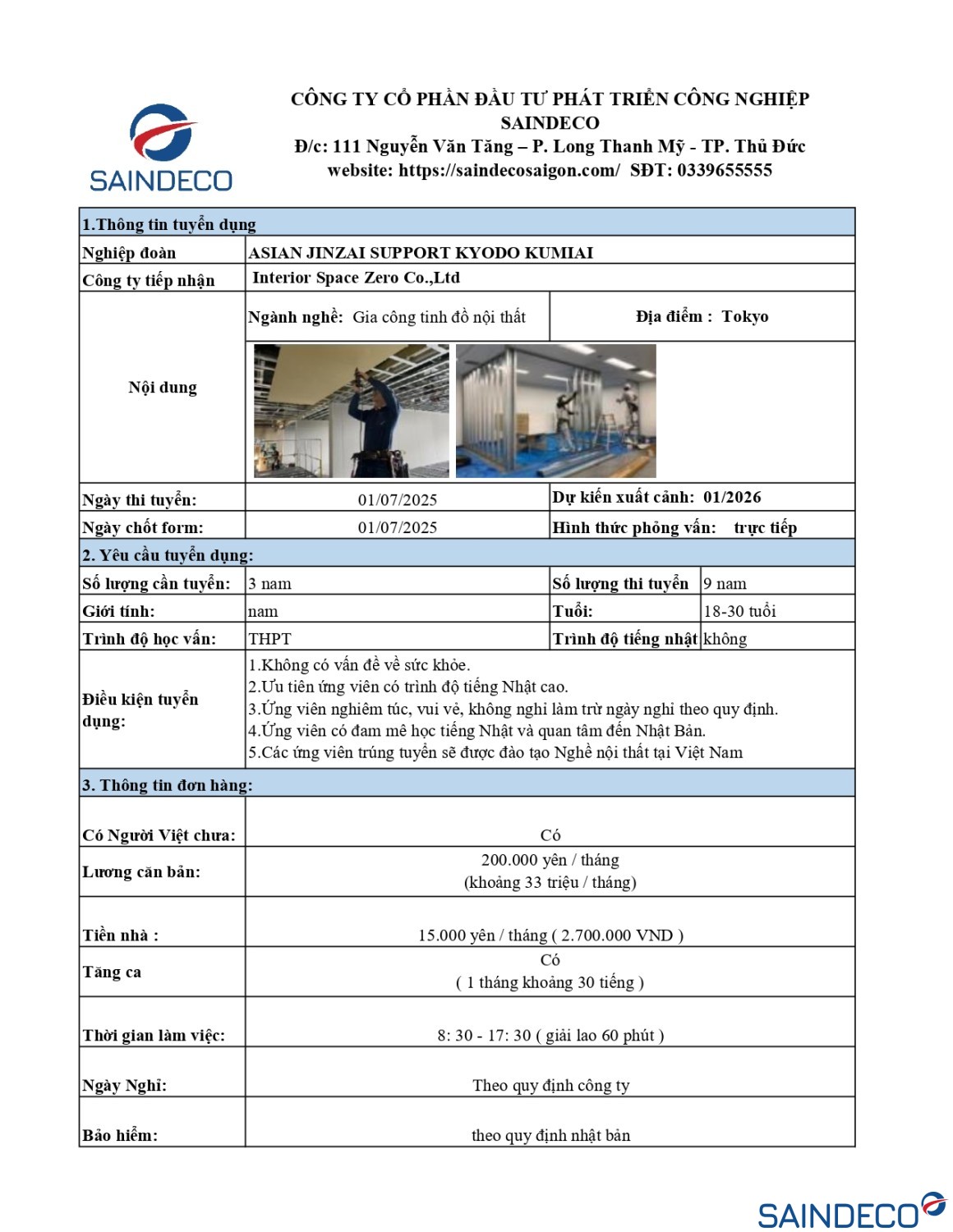 ĐƠN HÀNG TRANG TRÍ NỘI THẤT SAINDECO page 0001