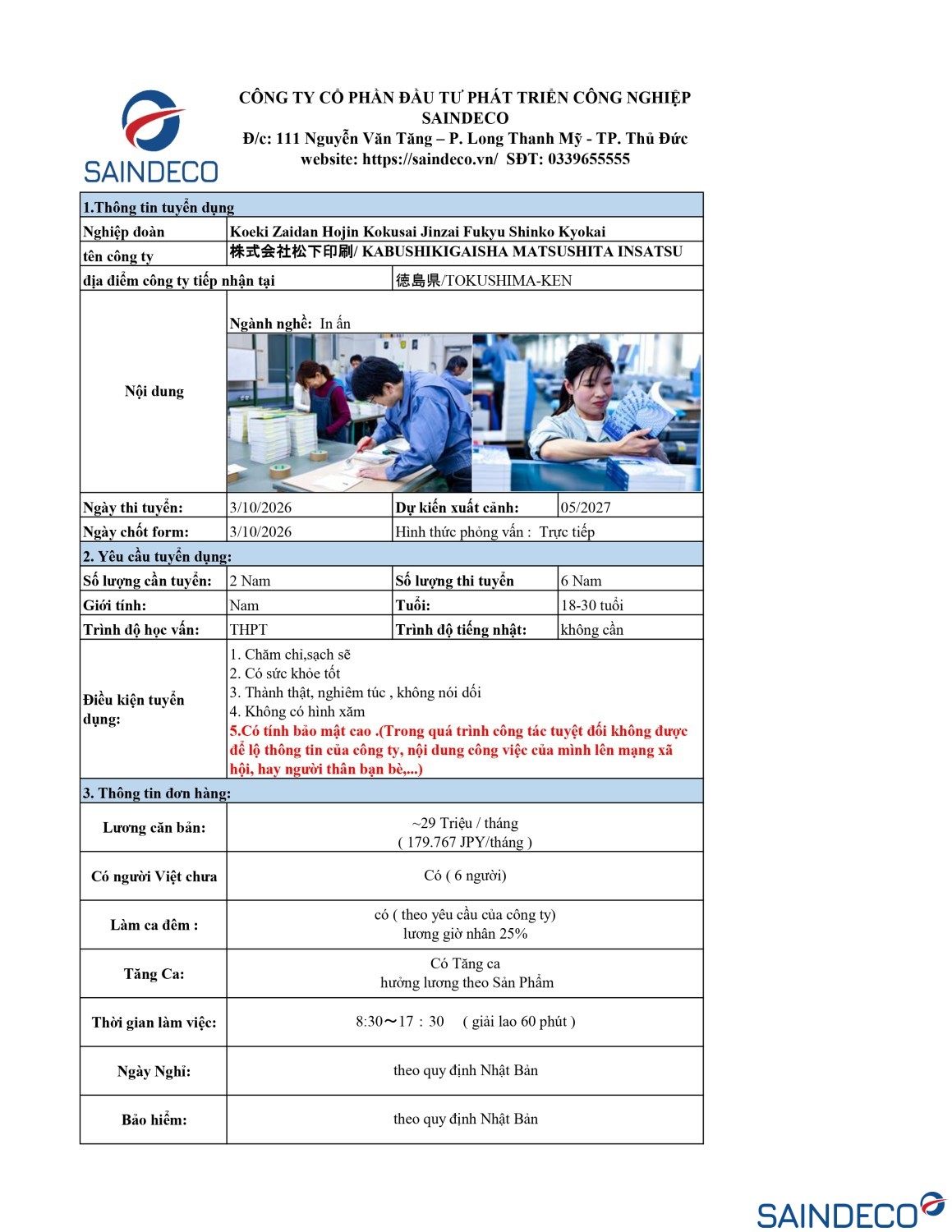 THÔNG TIN ĐƠN HÀNG ĐÓNG SÁCH CTY MATSUSHITA INSATSU NĐ APPSIP page 0001