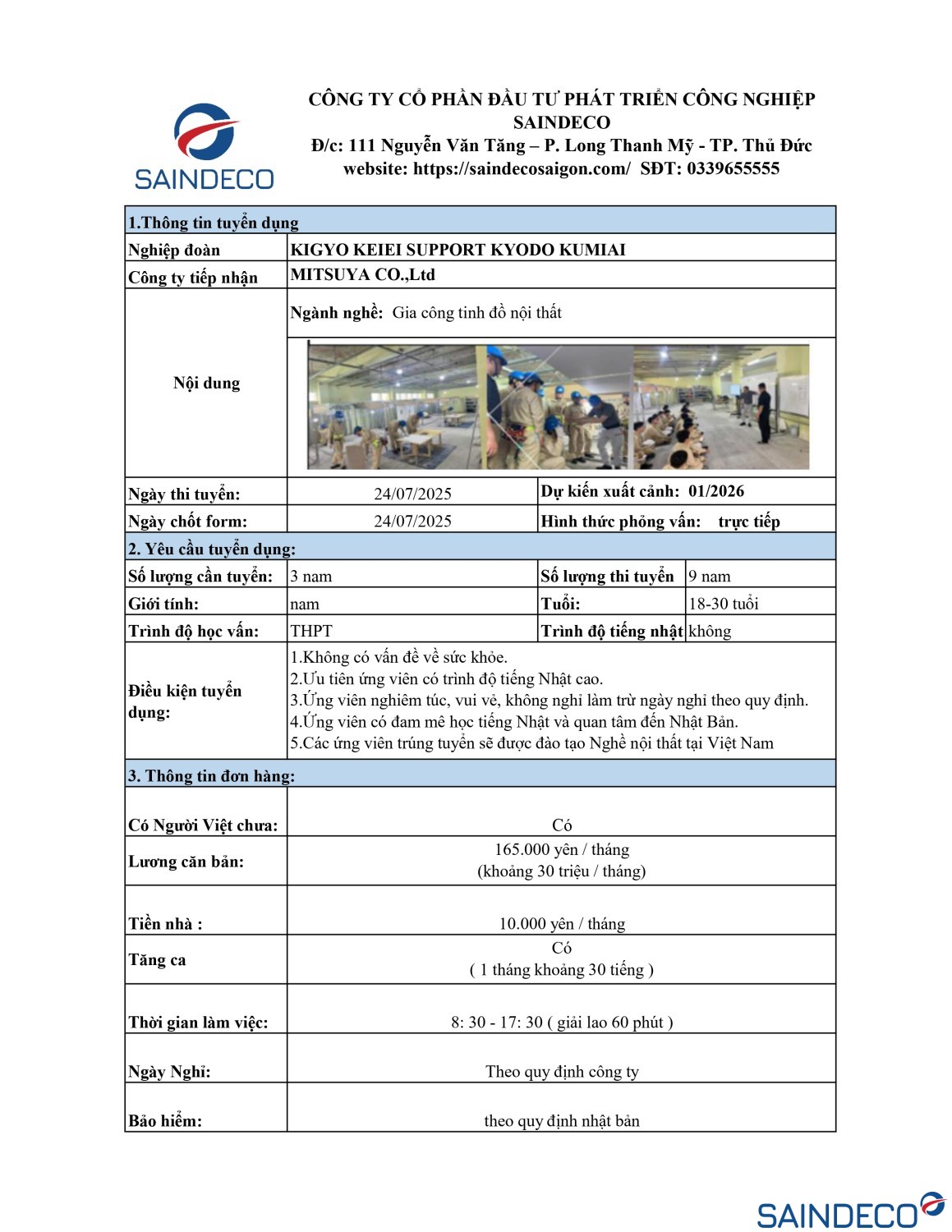 THÔNG TIN ĐƠN HÀNG TRANG TRÍ NỘI THẤT SAINDECO page 0001